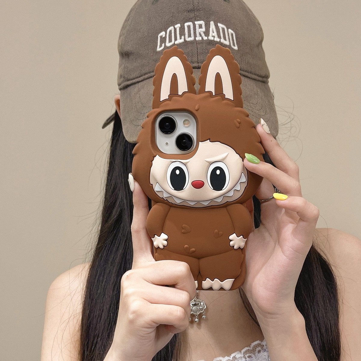 Cartoon 3D Labubu Rubber Soft Phone Case Cover For iPhone 12 13 14 15 16 Pro Max
