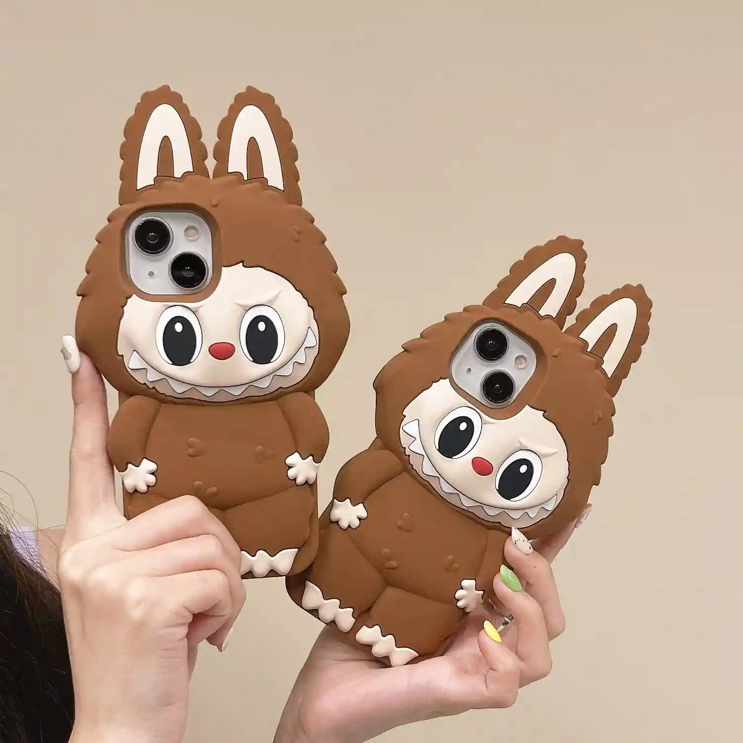Cartoon 3D Labubu Rubber Soft Phone Case Cover For iPhone 12 13 14 15 16 Pro Max